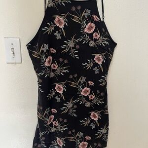 Elegant Floral Halter Mini Dress